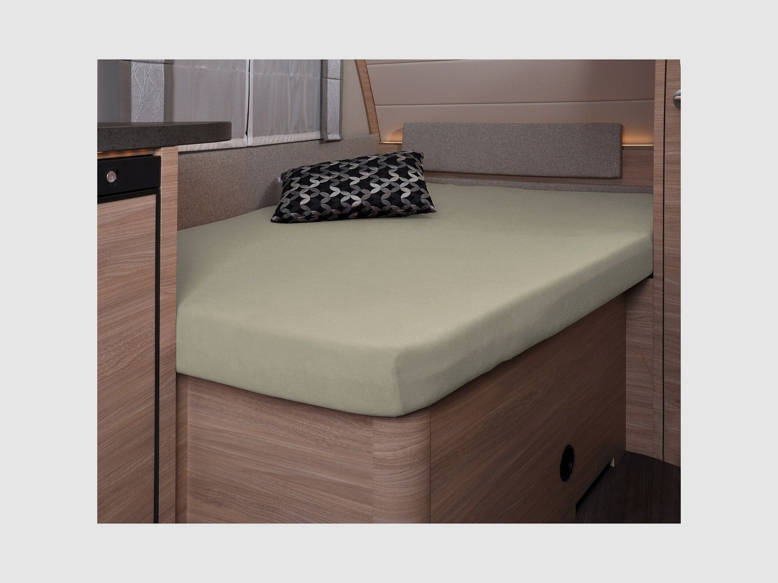 Lenzuolo con angoli, 137 x 195 (110 / 90) cm per letto francese in caravan, titanium, immagine 3 di 4
