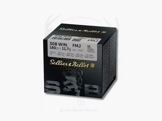 50 balles FMJ Cal.308 WIN 180Grs S&B
