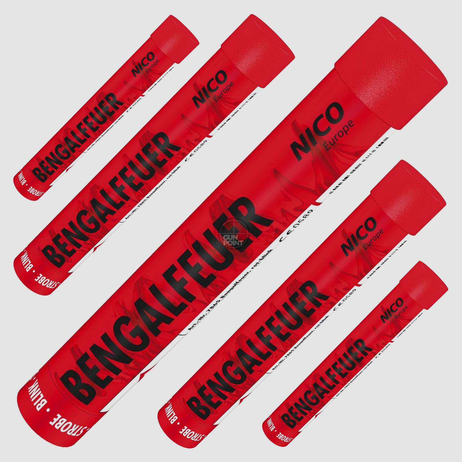 5er SET !!! Nico Pyro Bengalfeuer Rot - blinkend