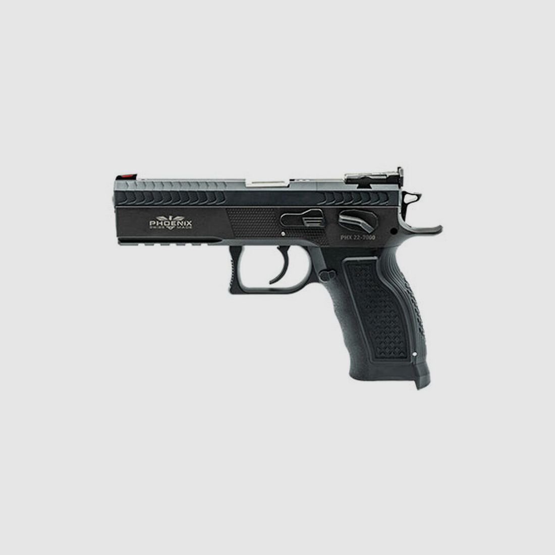 Pistole Phoenix Predator Alu Schwarz SA/DA mit rotem FO Korn 9×19