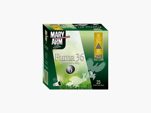 PACKUNG MIT 25 PATRONEN MARY ARM PUMA 36G BOURRE JUPE KAL.12/70 BLEI 7.5