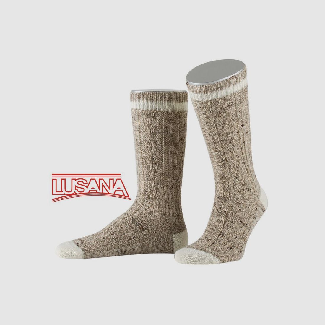 Lusana Trachtensocke in Beige/Creme (925)