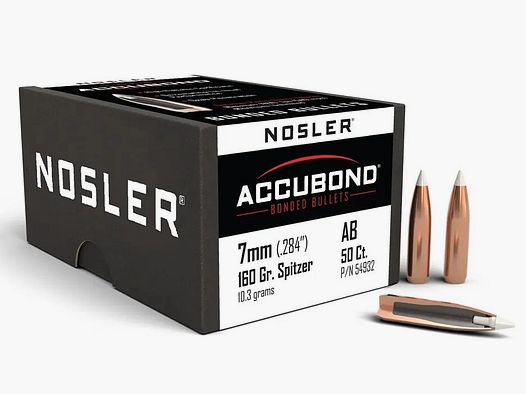 Nosler Geschosse 7mm/.284 160gr AccuBond 50 Stück | Jagdgeschoss 54932