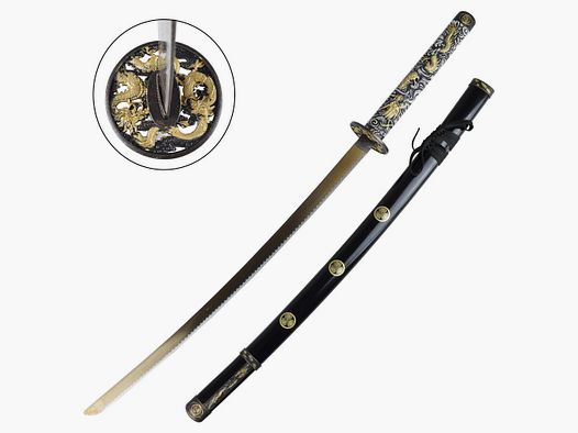 Katana Suiro dorado incluyendo Saya de madera lacada