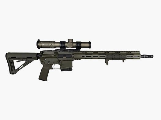 Lux Def Tec L5L OD GREEN Premiumline 16,75" halbautomatische Büchse, 223Rem inkl Magpul Schaft, Magpul Griff, Magpul Hand Stop, Mag Pul Side Grips, Falke 1-8x24SASPro in Sonderfarbe GREIGE/BRONCE, Schmeisser SM30 Mount, Triggertech Zero Creep Abzug und Schmeisser NoRecBremse