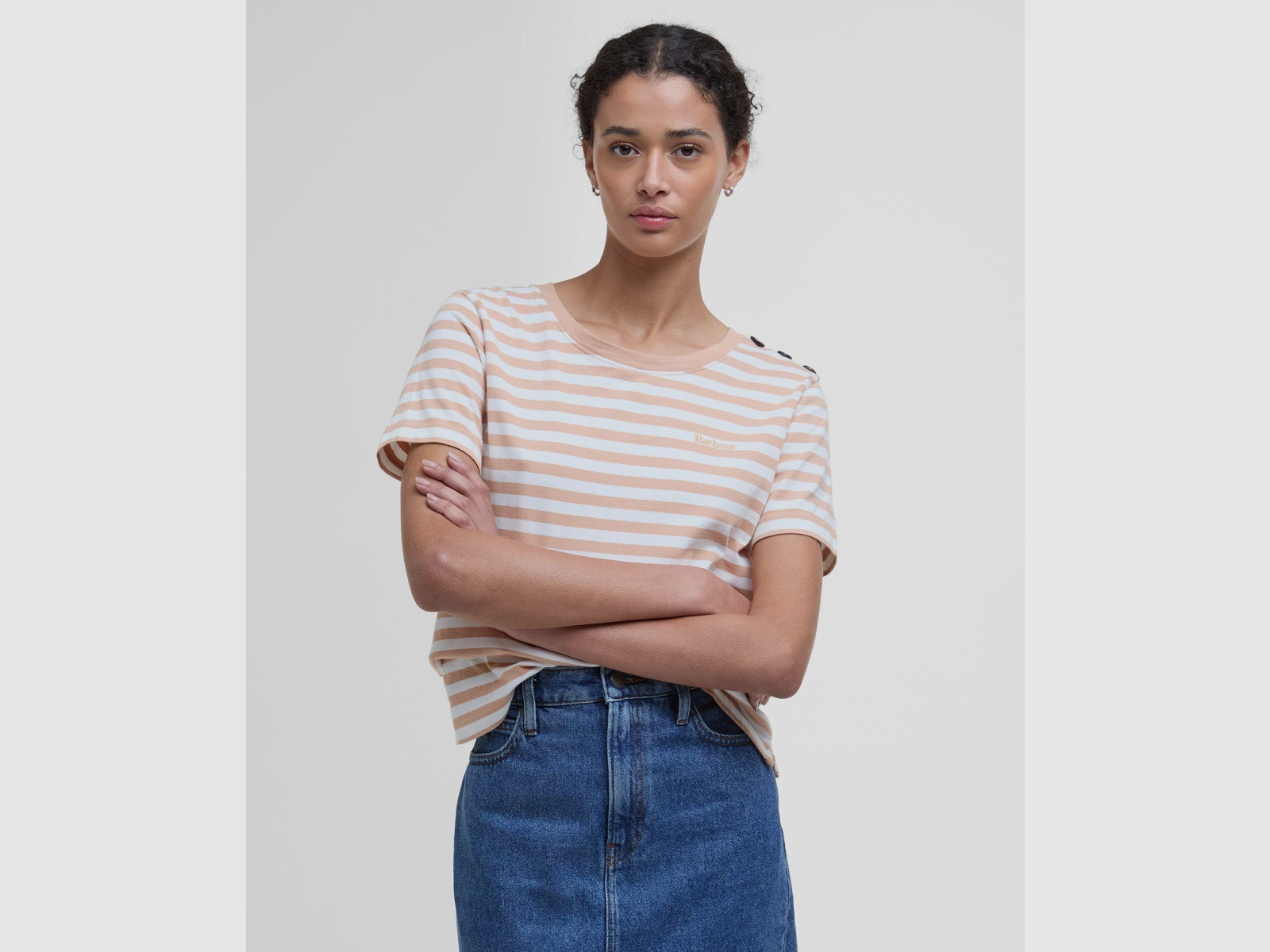 BARBOUR T-Shirt Ferryside Striped Toast