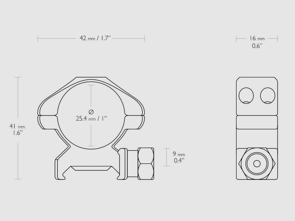 HAWKE 23001 1" 25,4mm Precisie Stalen Ringmontages Midden voor Weaver Rail