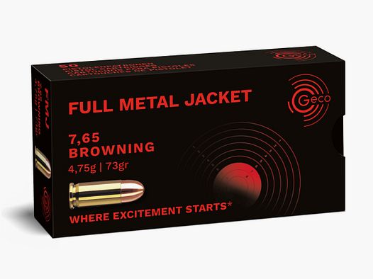 Geco Pistol Cartridges FMJ 7.65 Browning 4.7 g