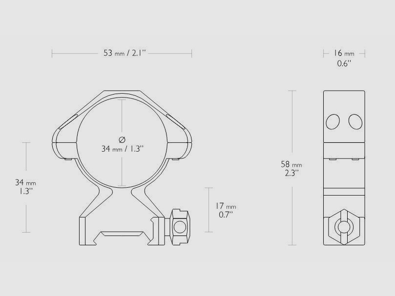 HAWKE 23021 2 Stück Ringmontagen 34 mm Precision Steel Weaver Mittel