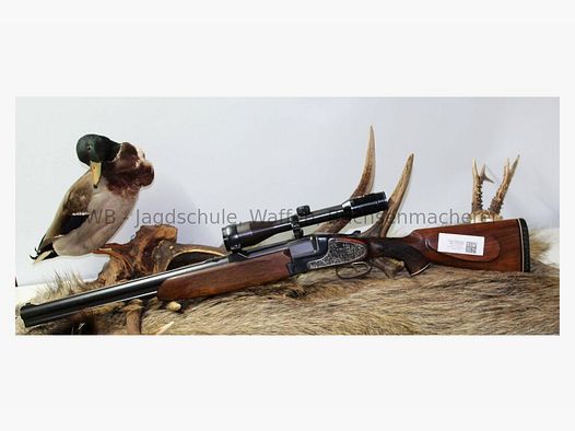 Brünner Super Bockbüchsflinte mit Wechsellauf und Schwenkmontage 12/70;7x57R
