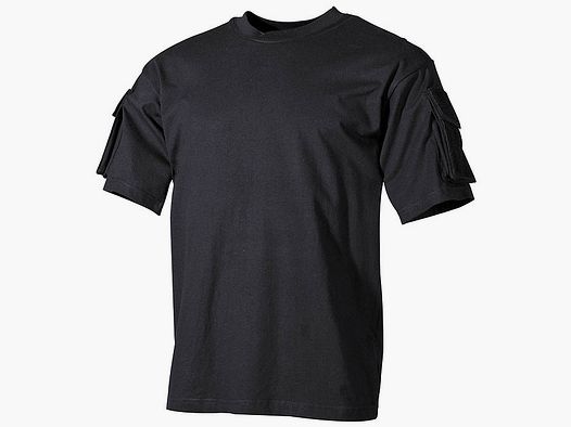 US T-Shirt, halbarm, schwarz, mit Ärmeltaschen