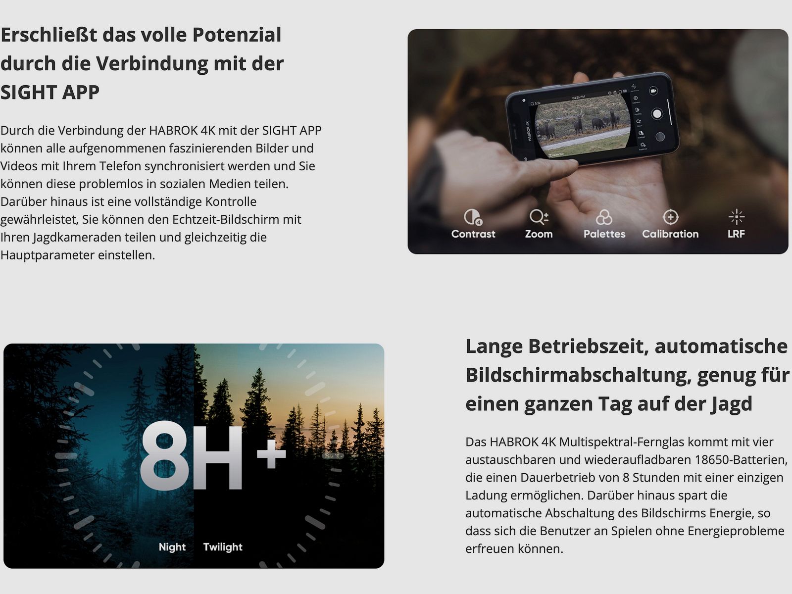 Hikmicro Jumelles Habrok 4K HE25LN 5.5-22x60 Imagerie thermique/Vision nocturne/Appareil photo numérique 940Nm 1920 x 1080