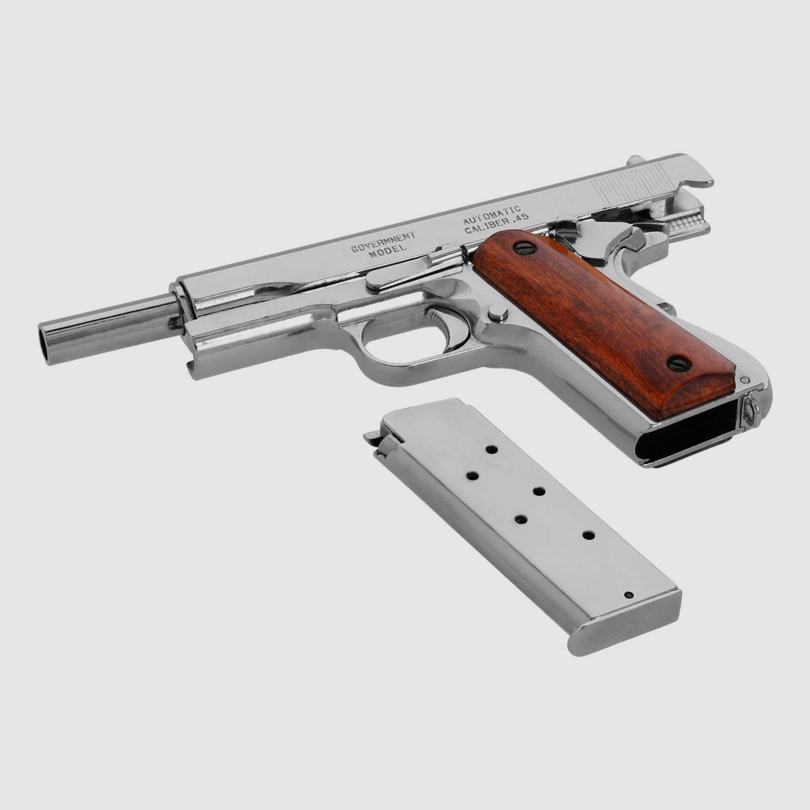 Denix Dekomodell 45er Colt Government M1911A1 Automatik Vernickelt - Holzgriffschalen