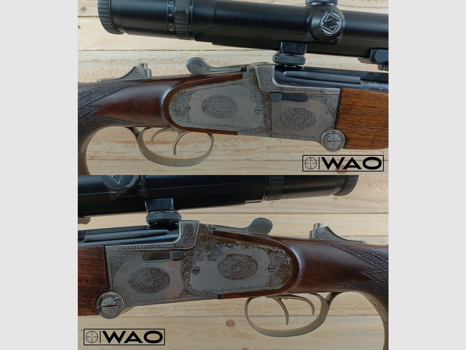 Double express rifle Otto Baier Linden, cal. 9.3x74R, .243Win *Rareté - avec Zeiss Diavari*, image 3 sur 8