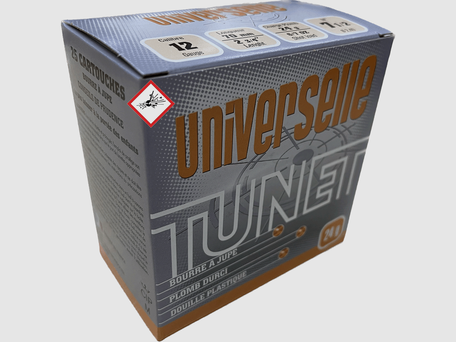 Cartouche de plomb Tunet Universelle Trap 12/70 24g 2,4 mm