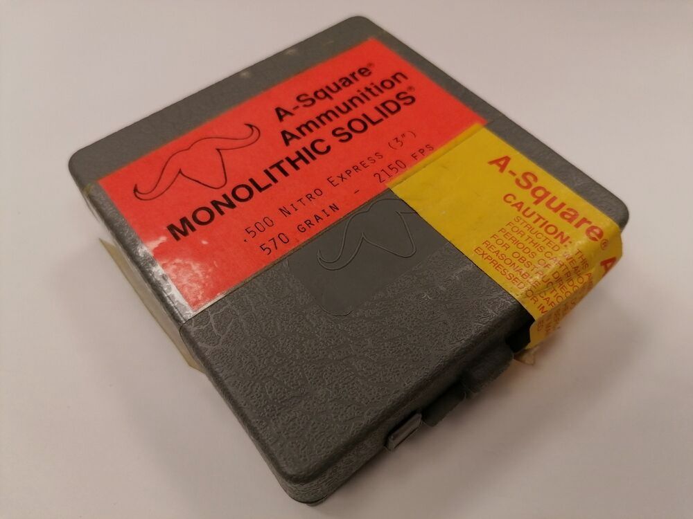 A-Square Ammunition Patronenhülsen in Patronenbox .500 Nitro Express 3“