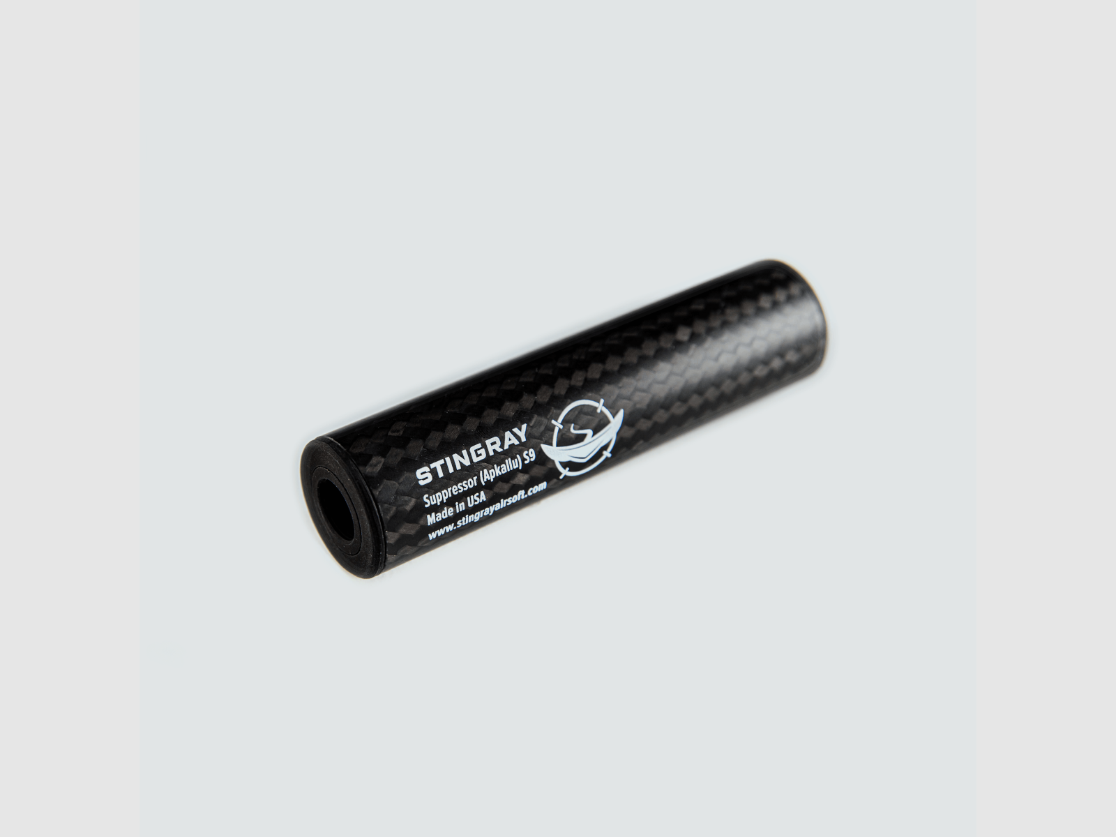 Stingray APKALLU S9 Silenciador de Airsoft de Fibra de Carbono con Reducción de Ruido | 14 mm CCW
