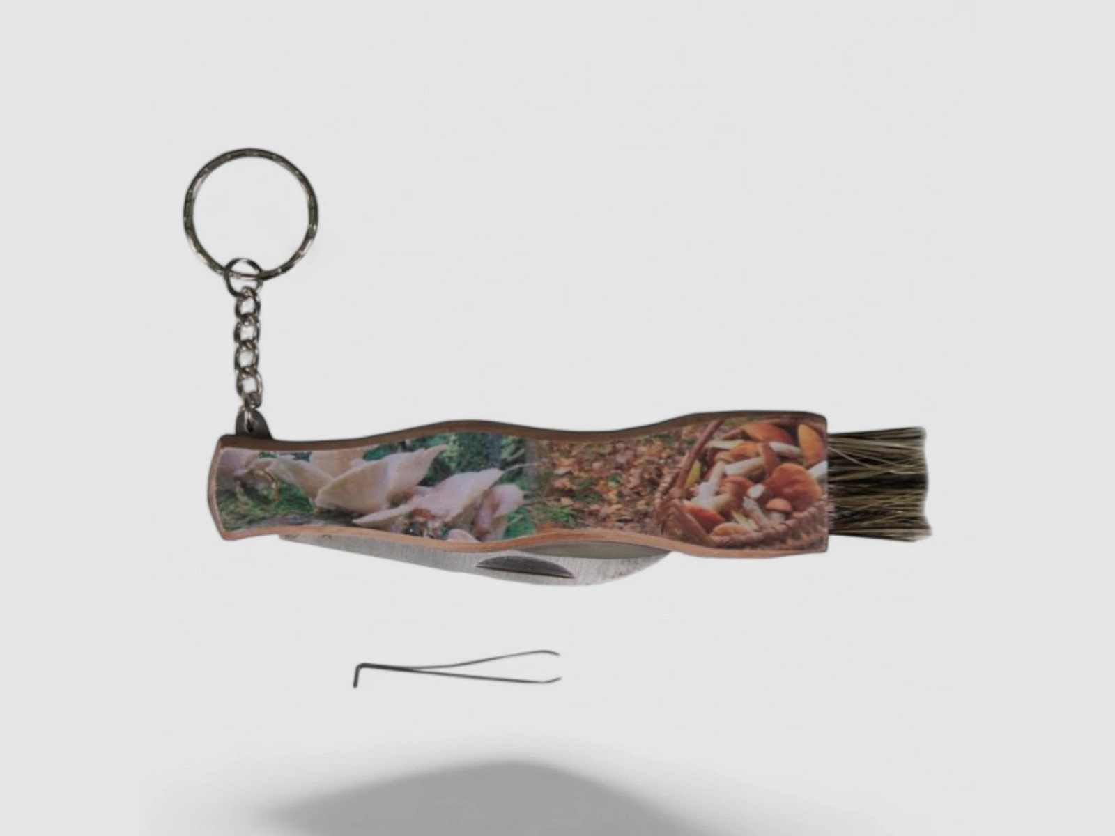 Albainox Cuchillo de Setas Print – Cuchillo de Setas con Cepillo y Pinzas de Madera de Abedul