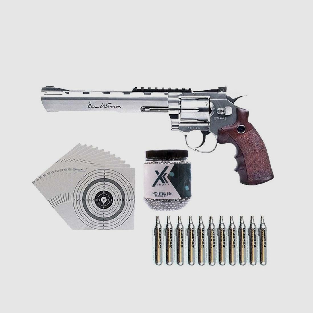 Dan Wesson 8 Zoll CO2-Revolver Kaliber 4,5mm - Set