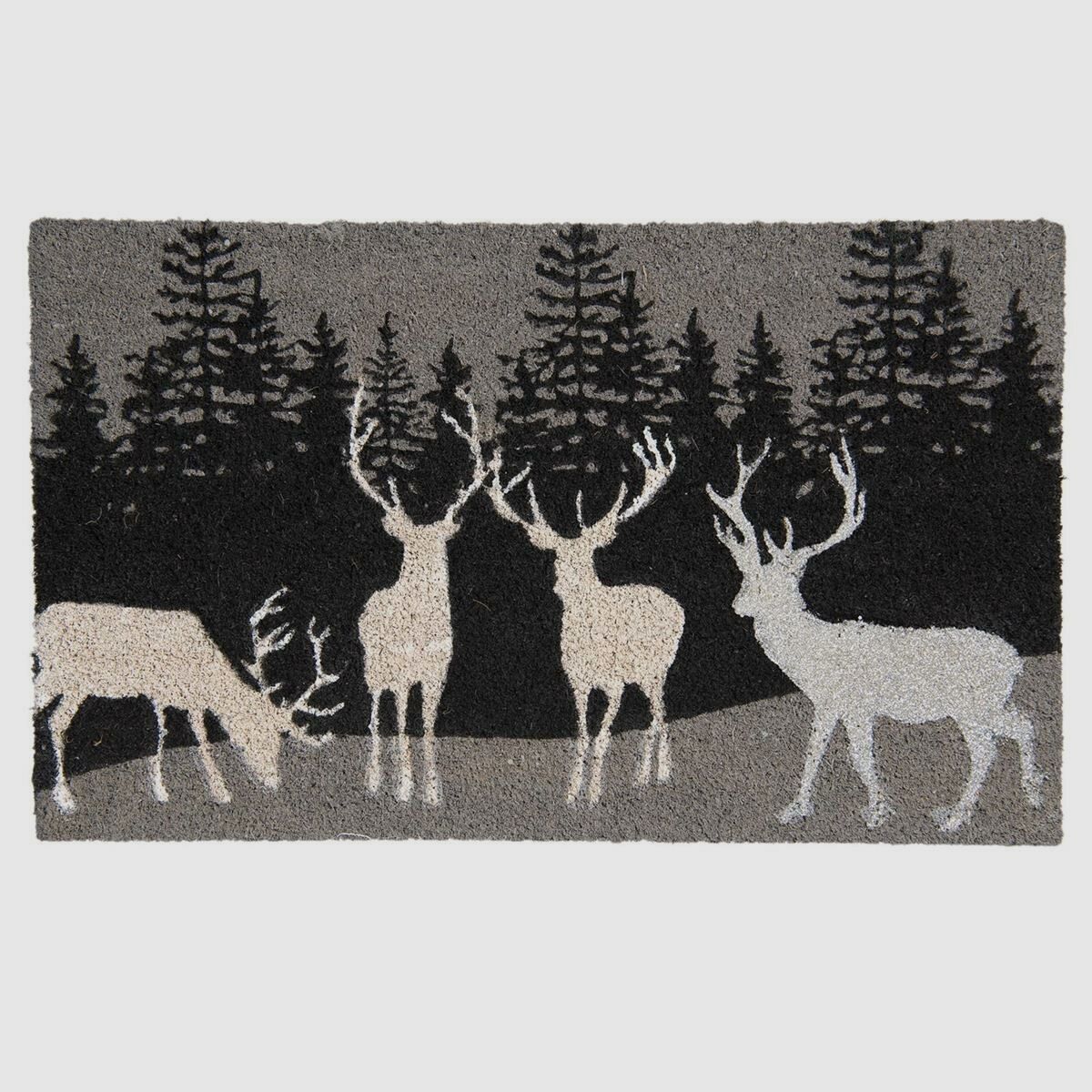 Tapis de sol Lovergreen Outdoor Motif noix de coco / PVC avec des cerfs noirs et blancs