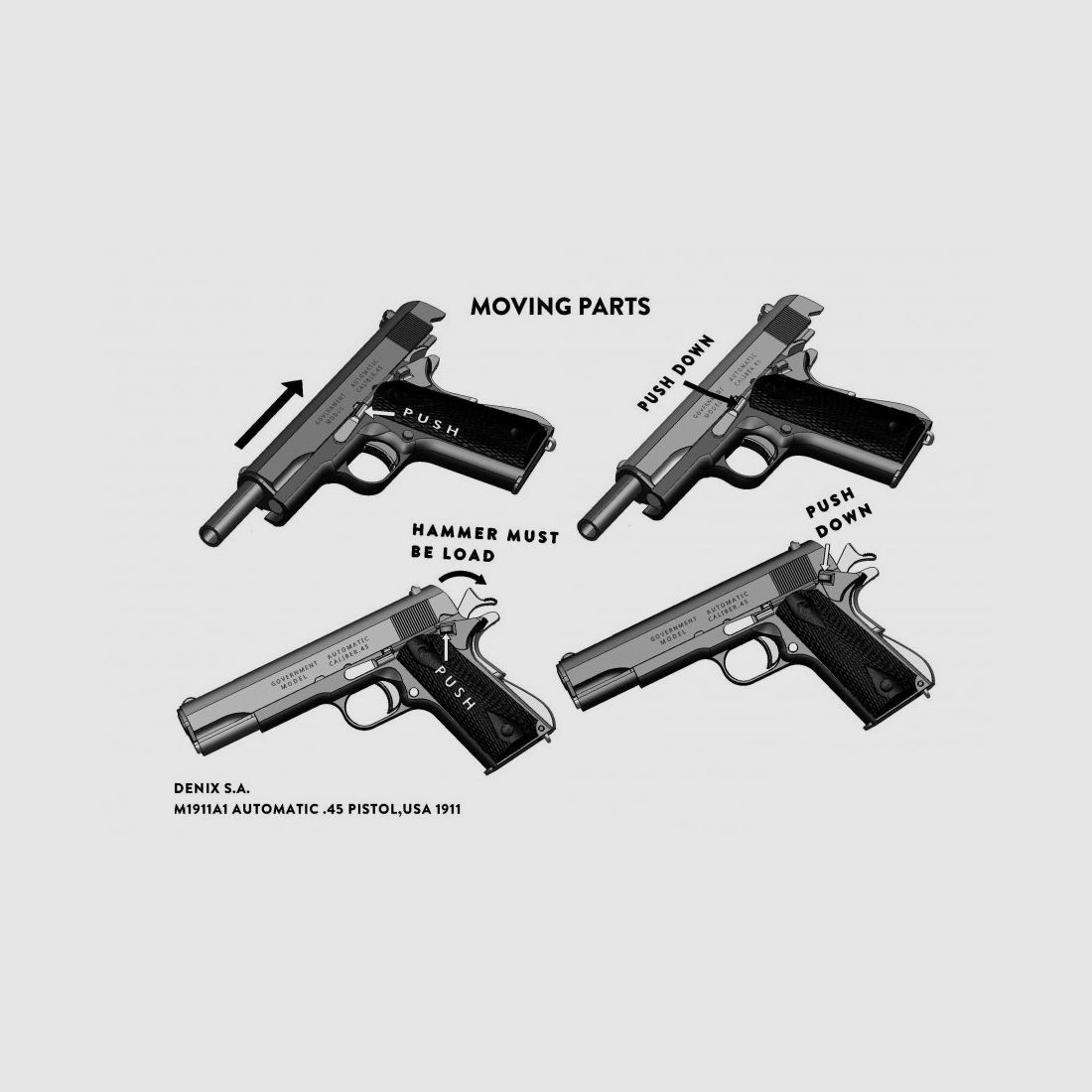 Denix Deko Pistole Colt Government M1911A1 Kaliber .45  Automatik zerlegbar LĂ¤nge 24 cm schwarz