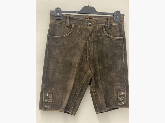 Short men's leather trousers