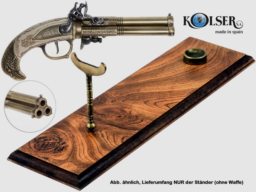 PistolenstĂ¤nder fĂĽr Drilling Steinschlosspistole mit drei LĂ¤ufen, Augsburg 1775, 35x10 cm