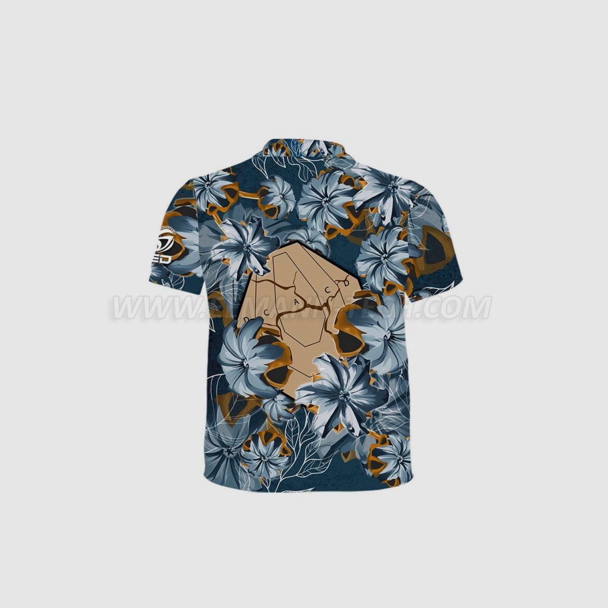 DED Blue Bullet Floral IPSC Ziel T-Shirt, Größe: XXL, Benutzerdefinierter Name: Kein Name, Kleidungstyp: Damen, Bild 2 von 3