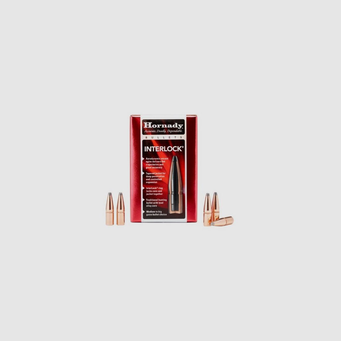 Hornady 8mm / .323 170 Grain RN Interlock Balas | 100 Piezas en Embalaje Individual