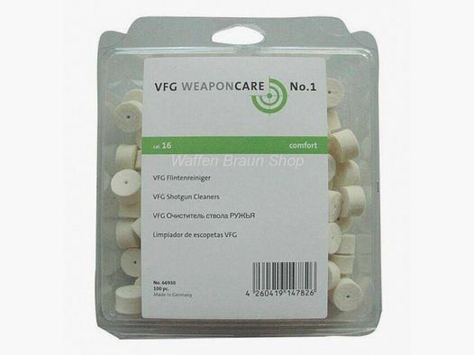 VFG Laufreiniger für Flinten "comfort".16 . Die Laufreiniger bestehen aus reinem Merino-Wollfilz.