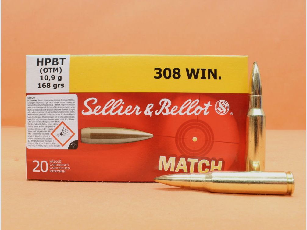 S&B/ Sellier&Bellot naboje .308Win S&B 168grs HPBT OTM Match