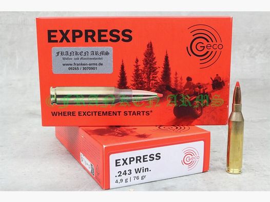 Geco Express .243 Win. 76gr. 4,9g 20 pezzi prezzo a scalare