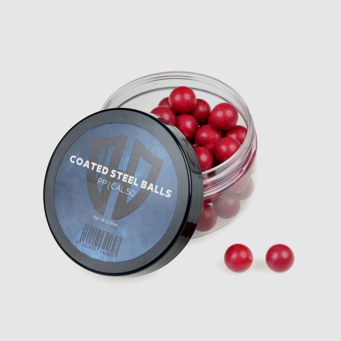 50x GECOTEERDE STAALBOLLEN | PP | 4gr. | Stalen kern met kunststof coating | 12,5mm | HDR50 | HDP50 | ALFA 1.50 | AEA Challenger | compatibel met Vesta PDW | Cal.50