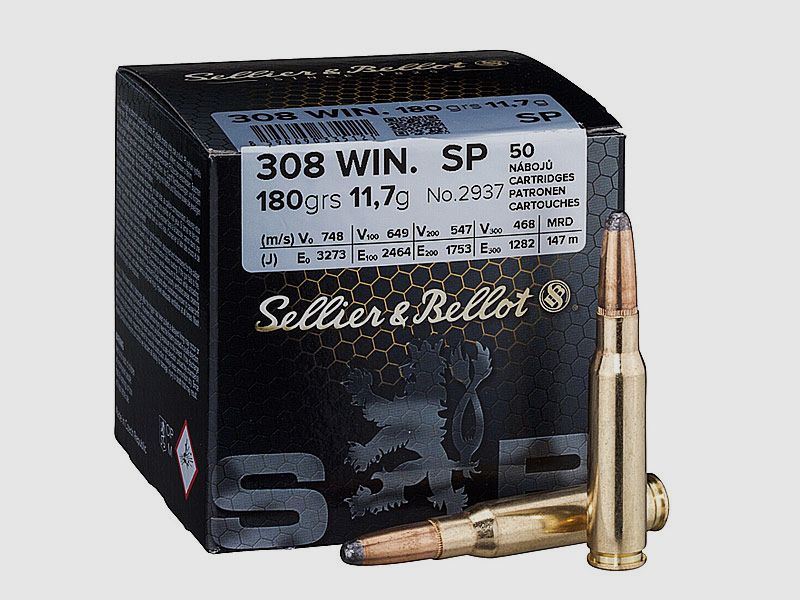 Sellier & Bellot .308 Winchester, SP Teilmantel 180 grs 1 Packung (50 Schuss á 1,238 €*)