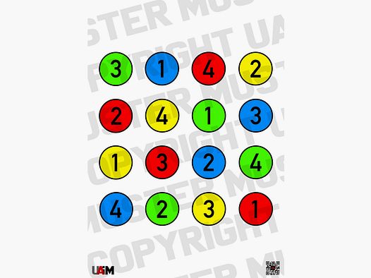 Number Color Dot Target DIN A1 - Target for precise drills and concentration...