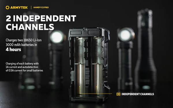 Armytek, Chargeur Handy C2 Pro – Powerbank – Batteries Li-ion, IMR et Ni-Mh, image 2 sur 4