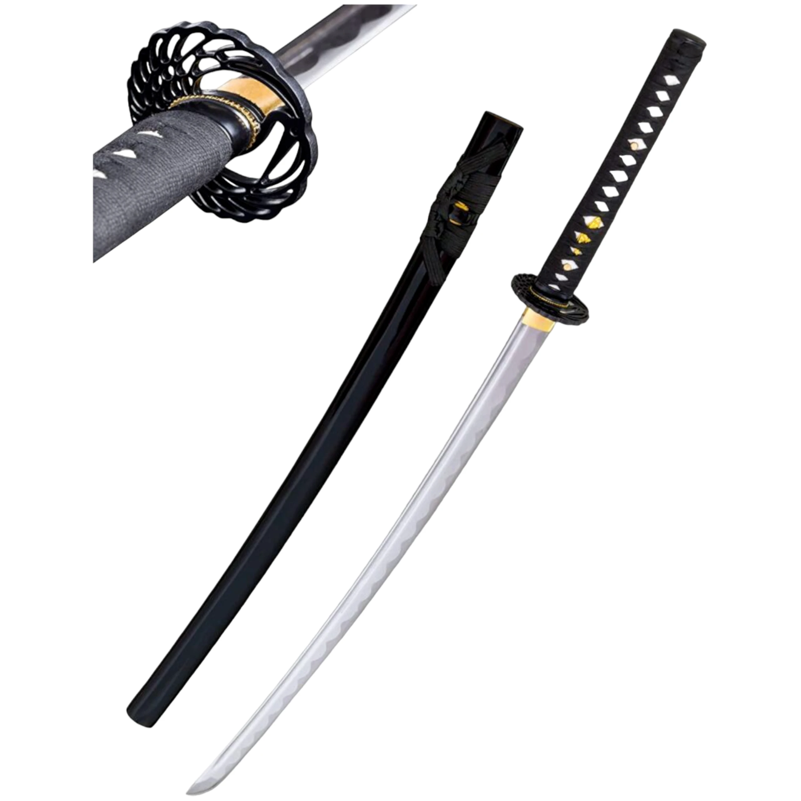 Scherp samoeraizwaard, katana 5KN5-420 voor snijtraining + standaard