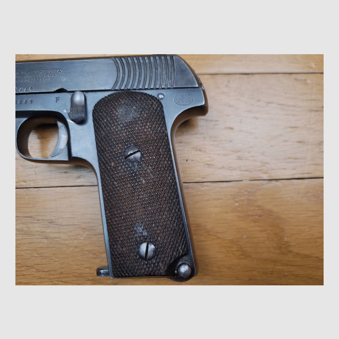 Pistola Legendaria « Ruby- ALKAR » - rara fabricación de Alkartasuna en Guernica - Primera Guerra Mundial - calibre 7,65 Br - pistola de los limpiadores de trincheras de 14/18 - funda militar - excelente estado +, imagen 3 de 13