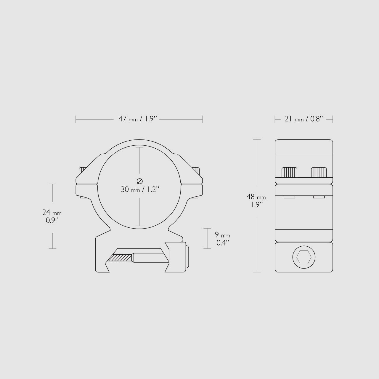 Zielfernrohr Ringmontagen Hawke Match Mount 30 mm medium HĂ¶he bis Mitte Ring 24 mm 2-teilig fĂĽr Weaver- Picatinnyschiene