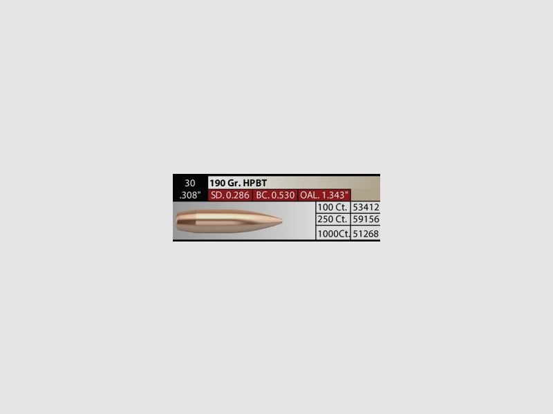 NOSLER CUSTOM COMPETITION .30 308″ 168gr HPBT 100 pcs – 250 pcs – 1000 pcs, image 3 of 3