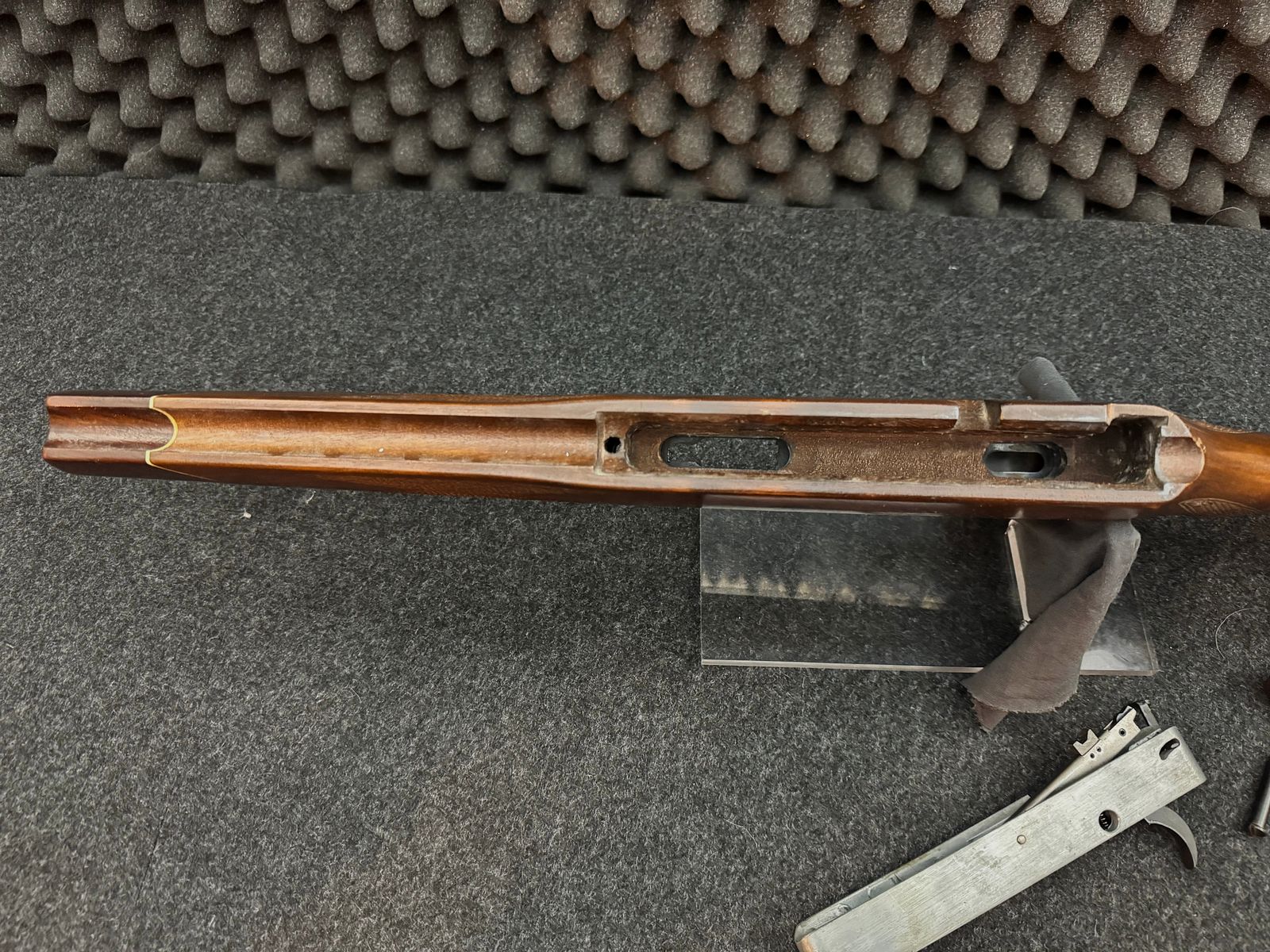 Stock and system bedding with removal and safety Voere 22lr repeating rifle