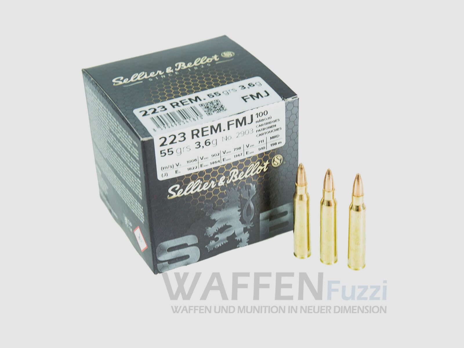 S&B .223 Rem. Pociski z pełnym płaszczem 55gr. 100 sztuk