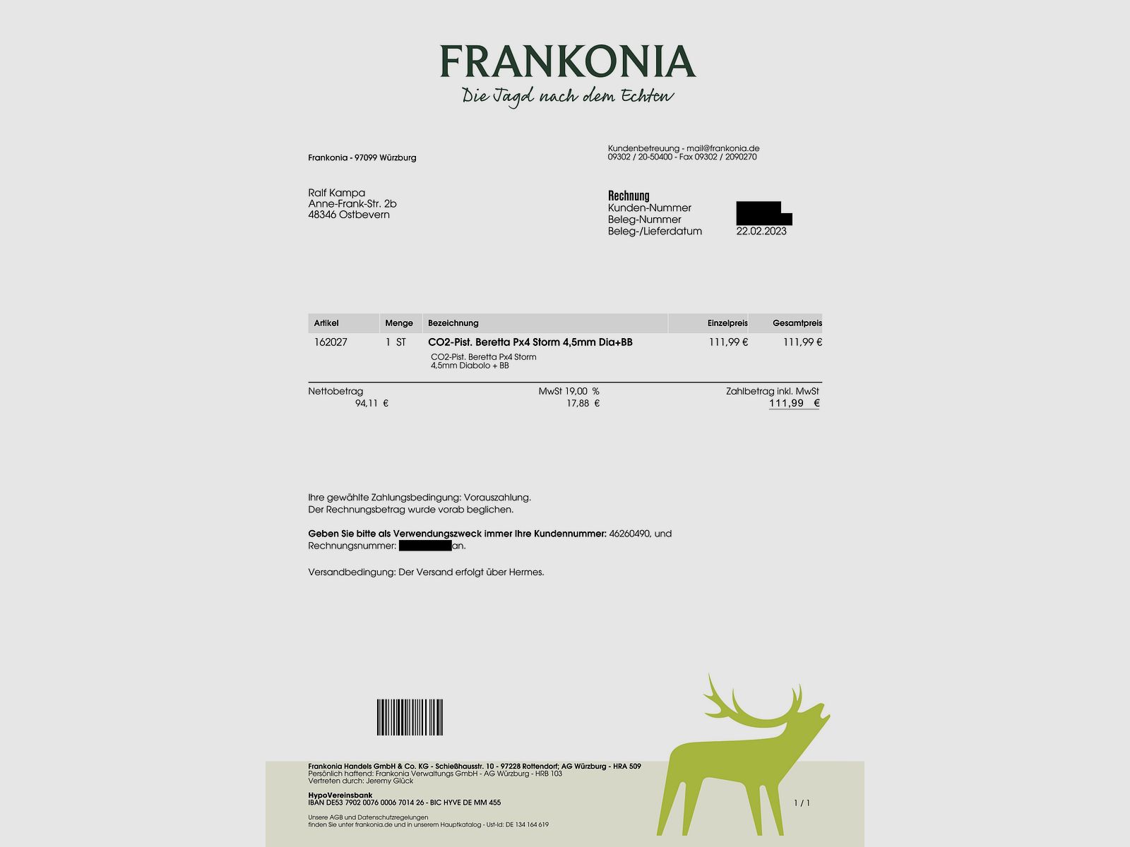 Beretta PX4 Storm, CO² Luchtpistool 4.5 Kaliber Diabolo/BB