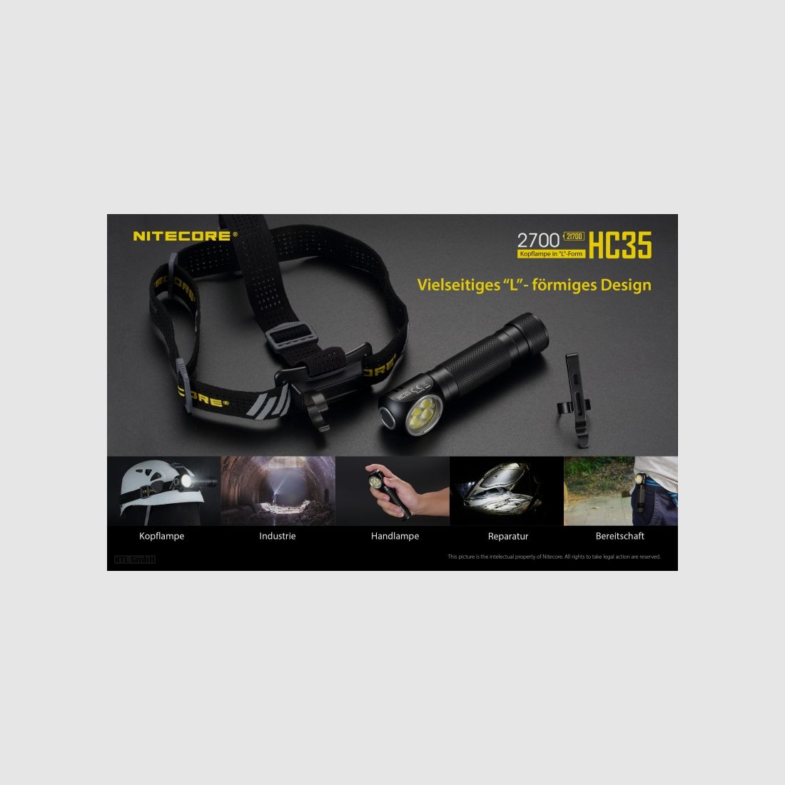 Latarka czołowa Nitecore HC35 w zestawie z NL2140HP