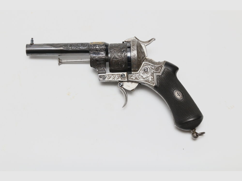 Lefaucheux Revolver Rarität mit passender Schatulle Vollgravur Stiftfeuer