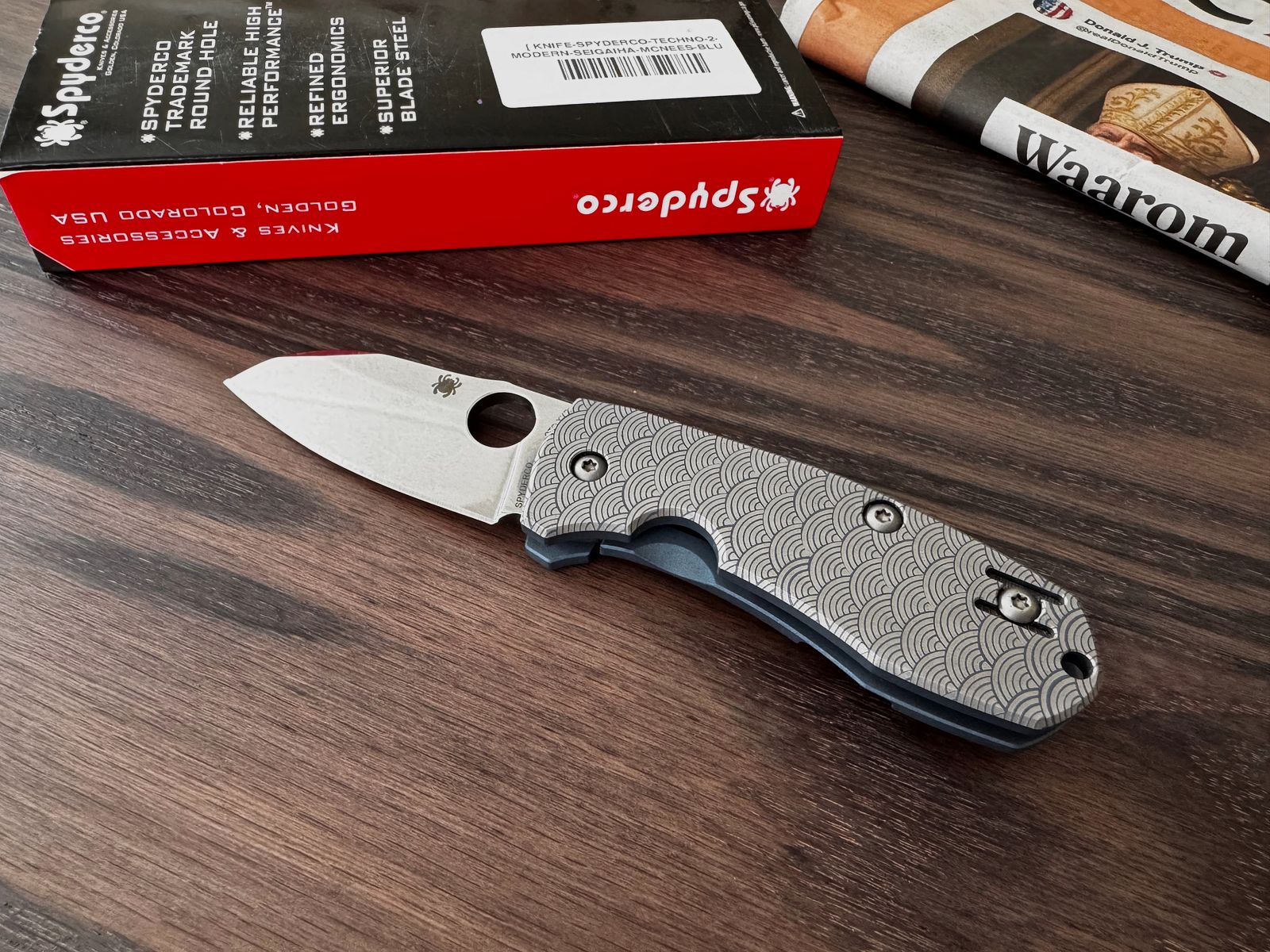 Spyderco Techno 2 EDC Modern Seigaiha Motiv (Exklusiv) Blau