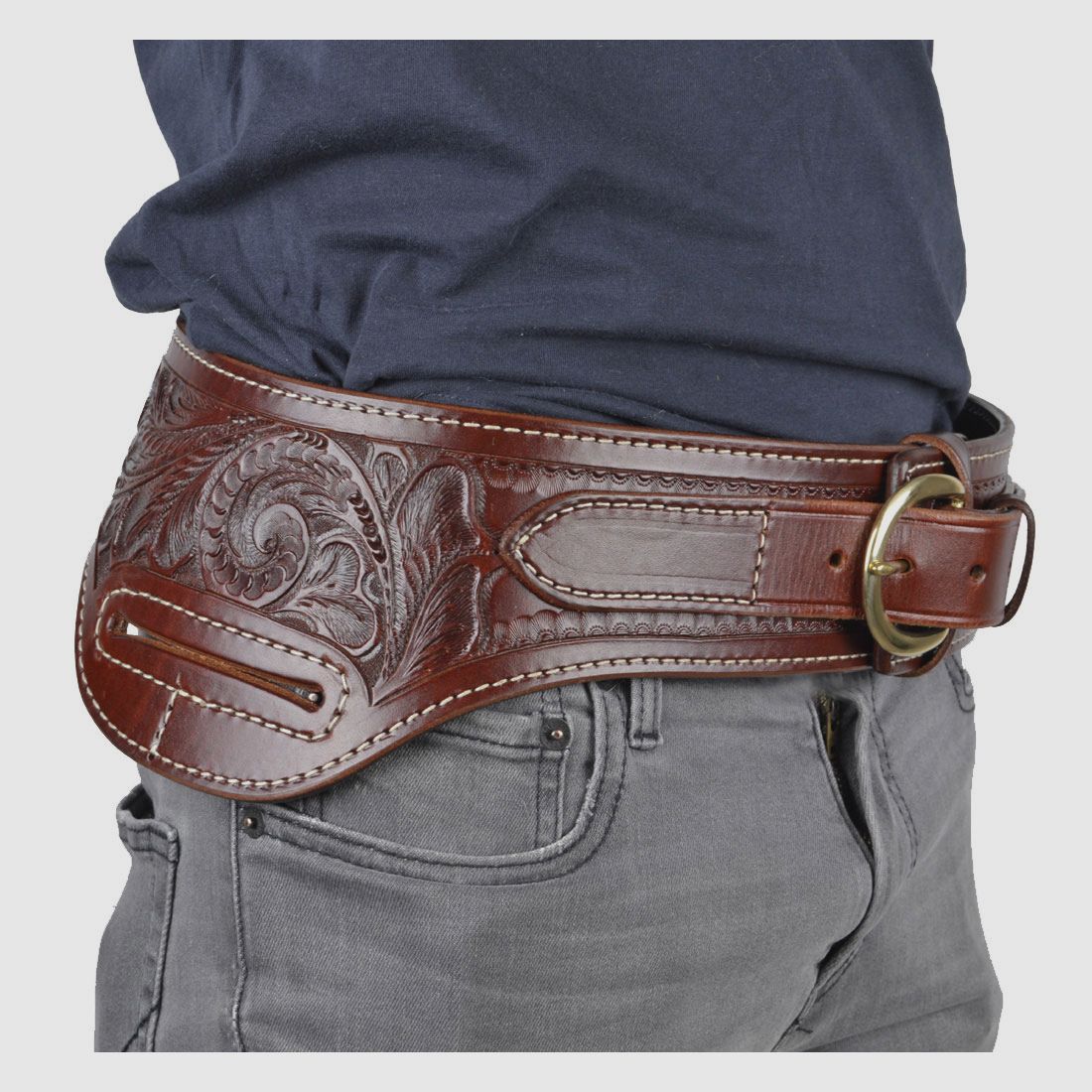 Custom Belt Buscadero Large .38/.357 Brown RH, billede 6 af 8