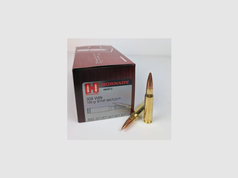 Hornady .308 Win. 168 gr BTHP Match 50 pièces