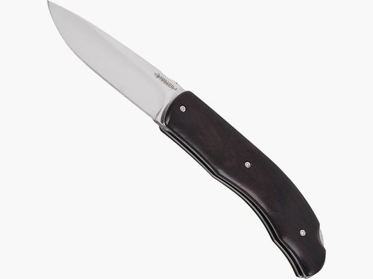 Cuchillo de bolsillo con mango de ébano, resorte y hoja con trabajo de archivo, legalmente conforme para llevar según el §42a