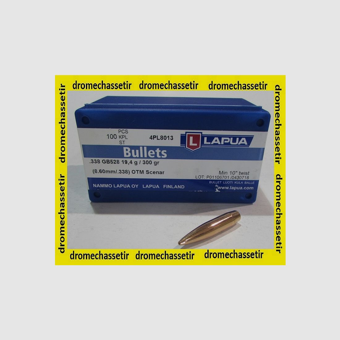 Box mit 100 Geschossen Lapua Kal. 338, OTM Scenar 300 grains, Ref. GB528